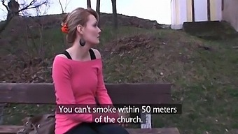 Meggie From Publicagent Indulges In Sexual Acts For Money Near A Church