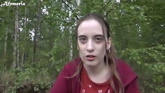 Amateur Babe Gives A Blowjob In The Woods And Swallows Cum