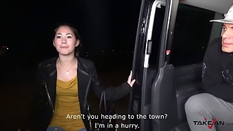 Asian Beauty'S Tight Vagina Penetrated And Covered In Semen In A Pickup Truck