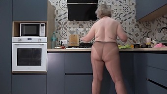 Sexy Milf In Stockings Teases With Breakfast Options