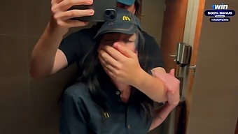 Daring Public Encounter In A Restroom Leads To Passionate Encounter With A Fast-Food Employee - Eva Soda'S Adventure